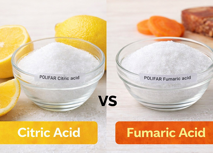 Qual é a diferença entre ácido cítrico e ácido fumárico?